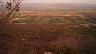 view of fields from the eastern gate at chittorgarh