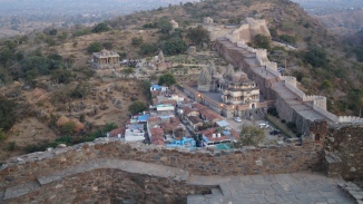 view of temples at outer wall at kumbhalgarh